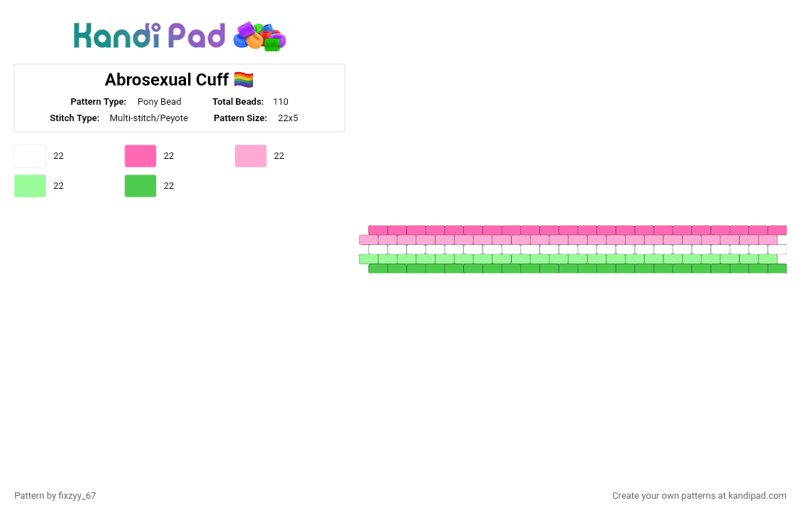 Abrosexual Cuff 🏳️‍🌈 - Pony Bead Pattern by fixzyy_67 on Kandi Pad - abrosexual, gay, lgbtq, lgbtqia, pink, pride