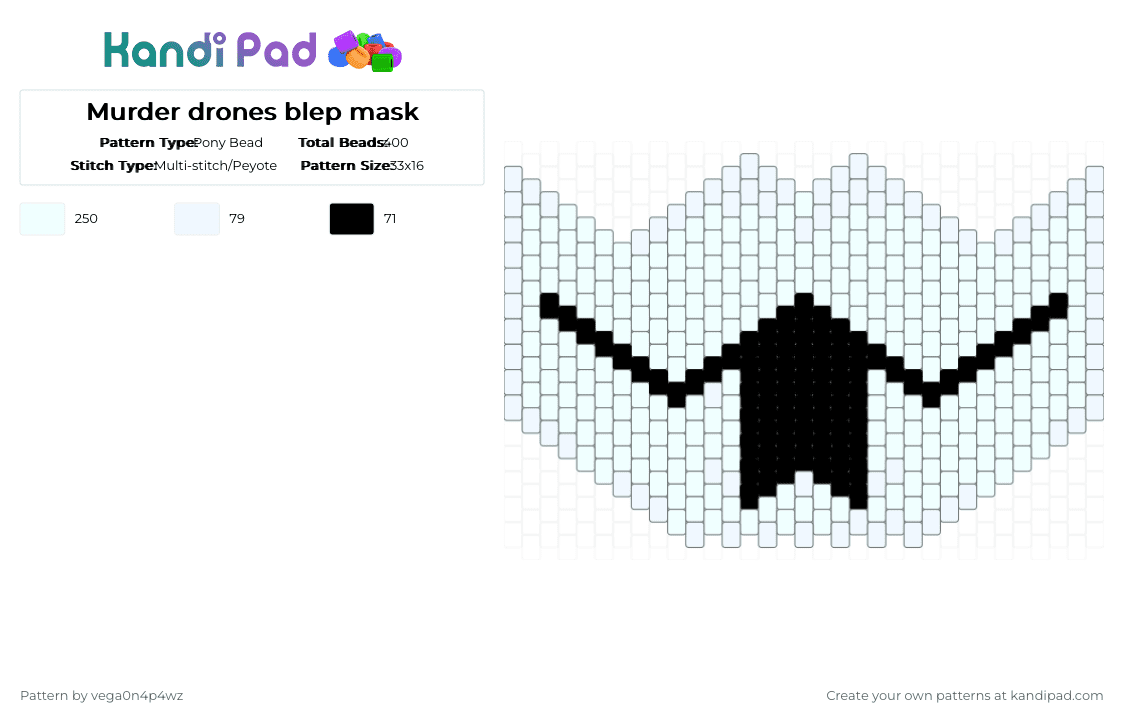 Murder drones blep mask - Pony Bead Pattern by vega0n4p4wz0fficalkp on Kandi Pad - white