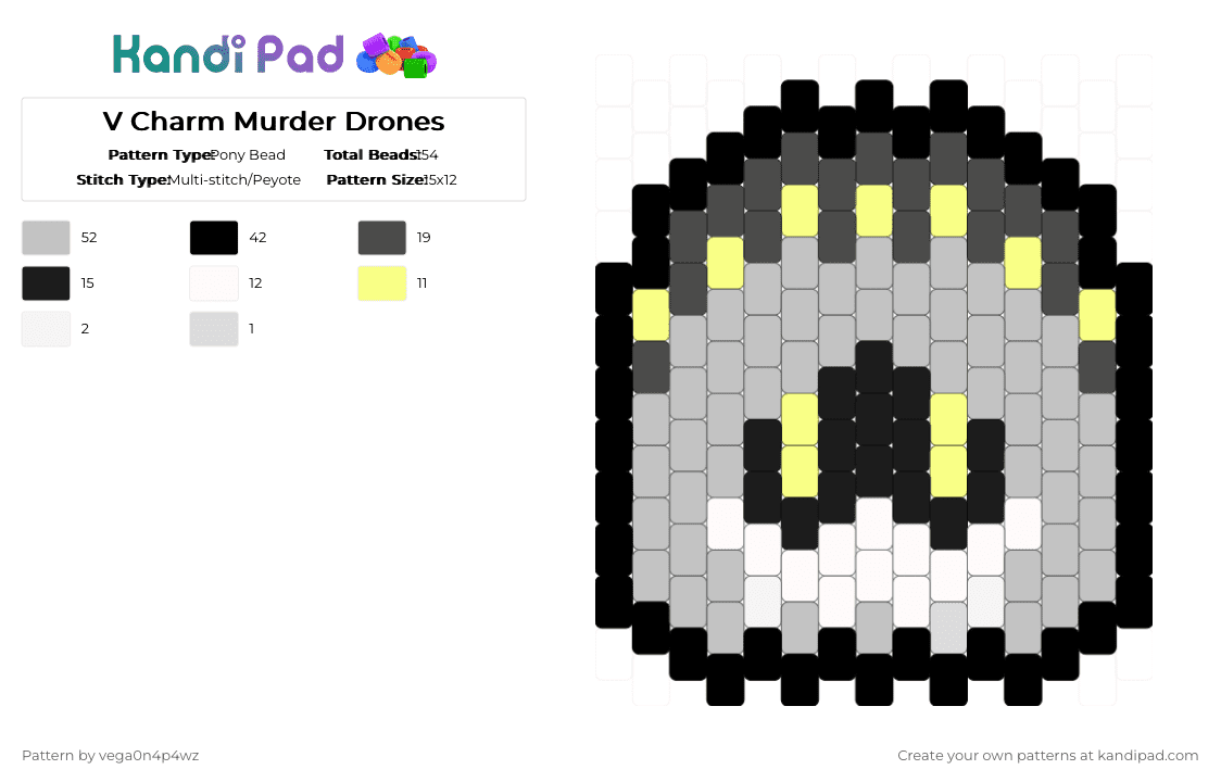 V Charm Murder Drones - Pony Bead Pattern by vega0n4p4wz0fficalkp on Kandi Pad - beige