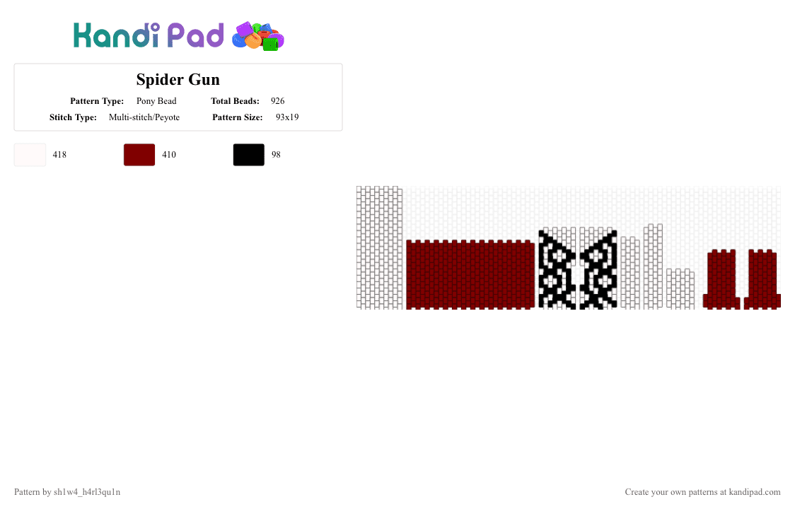Spider Gun - Pony Bead Pattern by vega0n4p4wz0fficalkp on Kandi Pad - white,brown