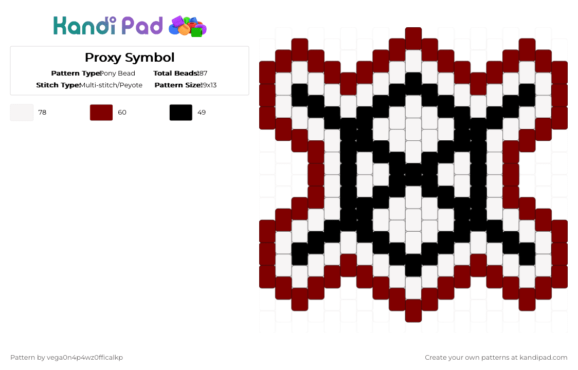 Proxy Symbol - Pony Bead Pattern by vega0n4p4wz0fficalkp on Kandi Pad - white,brown