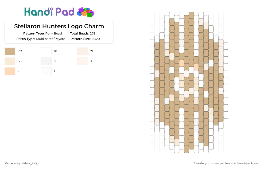 Stellaron Hunters Logo Charm - Pony Bead Pattern by vega0n4p4wz0fficalkp on Kandi Pad - white,beige