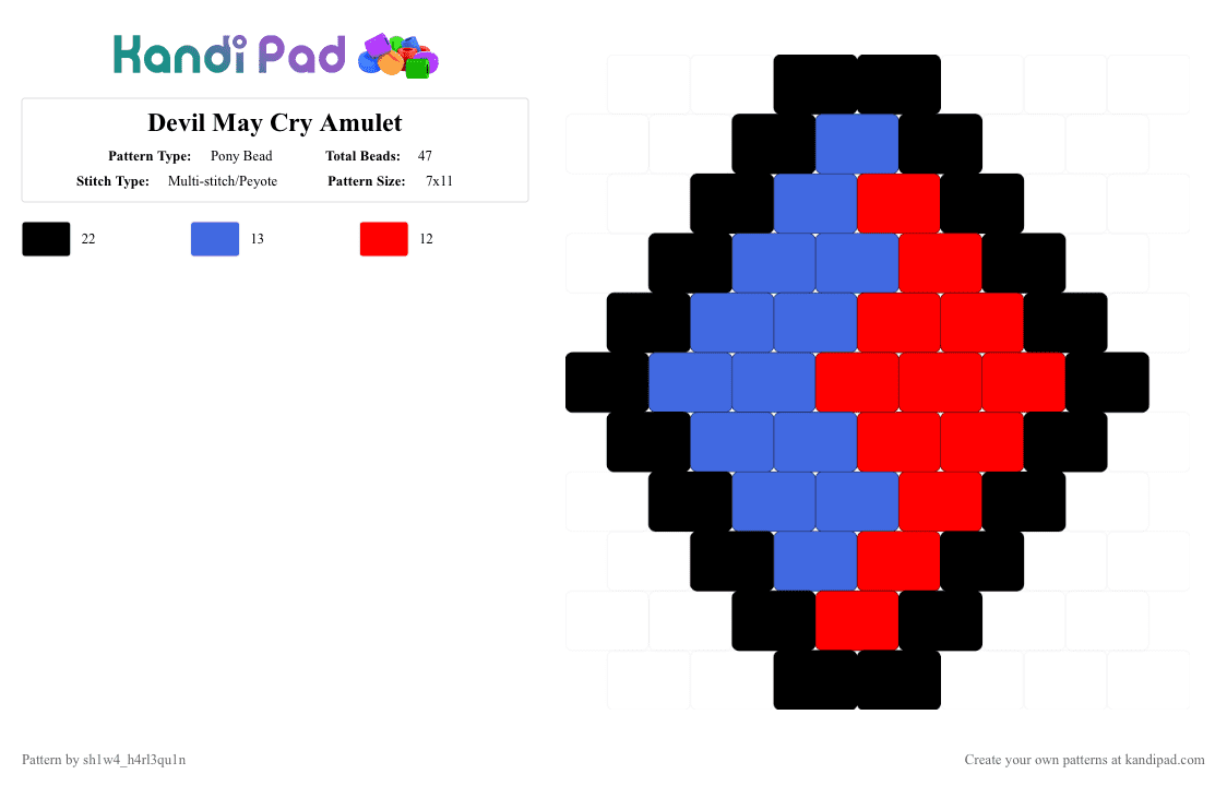 Devil May Cry Amulet - Pony Bead Pattern by vega0n4p4wz0fficalkp on Kandi Pad - blue,red