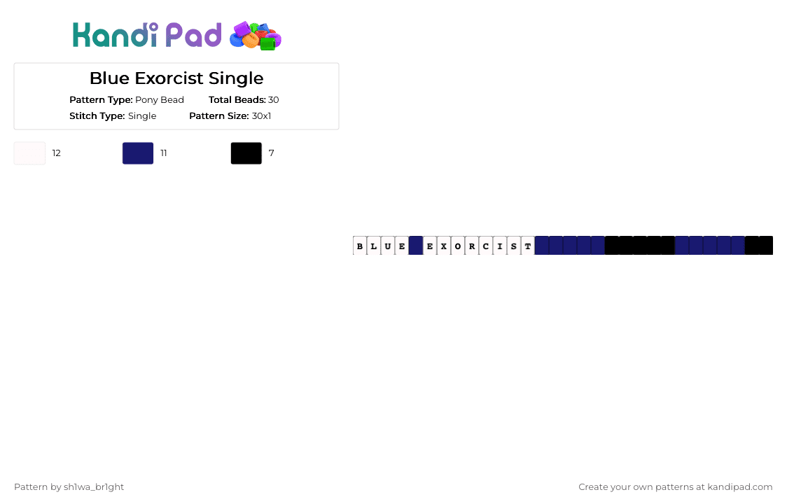 Blue Exorcist Single - Pony Bead Pattern by vega0n4p4wz0fficalkp on Kandi Pad - white,purple