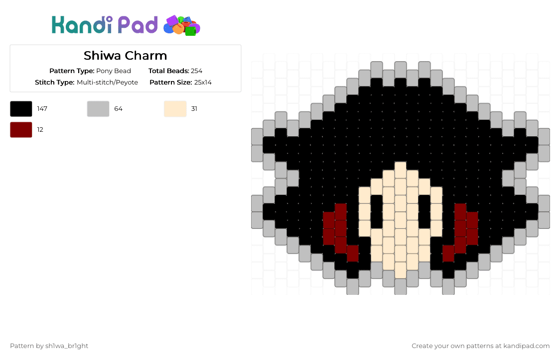 Shiwa Charm - Pony Bead Pattern by vega0n4p4wz0fficalkp on Kandi Pad - beige