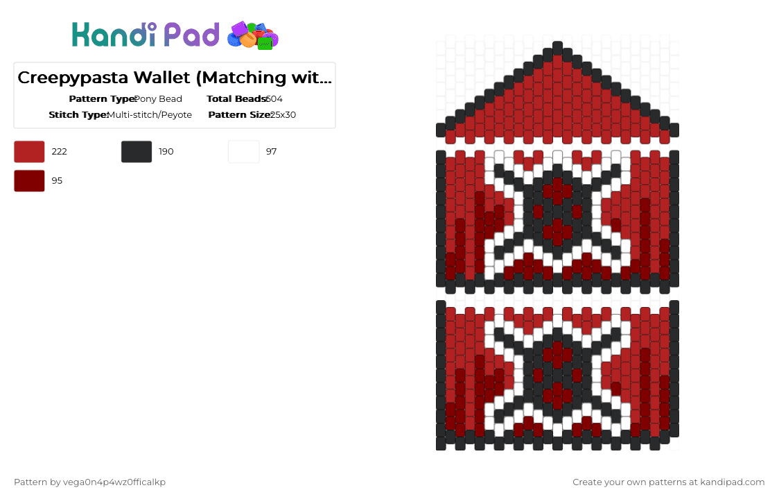 Creepypasta Wallet (Matching with the bag pattern I made) - Pony Bead Pattern by vega0n4p4wz0fficalkp on Kandi Pad - brown, red