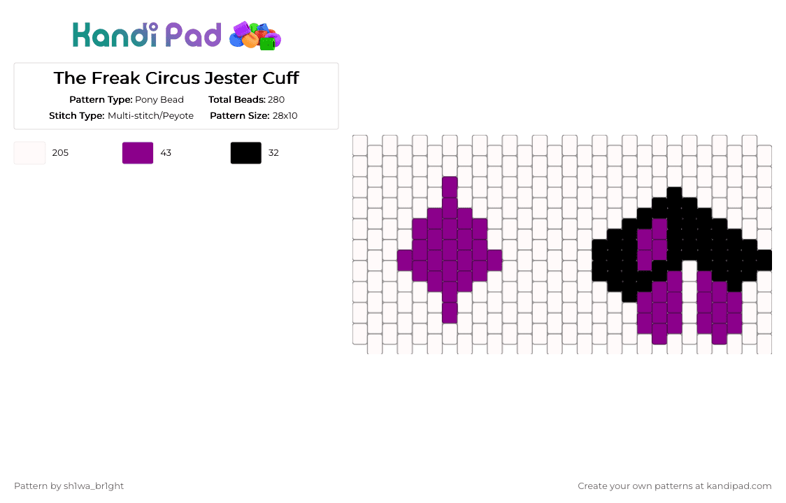 The Freak Circus Jester Cuff - Pony Bead Pattern by vega0n4p4wz0fficalkp on Kandi Pad - white