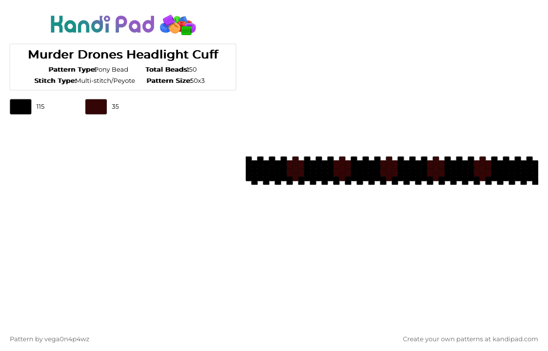 Murder Drones Headlight Cuff - Pony Bead Pattern by vega0n4p4wz0fficalkp on Kandi Pad - black