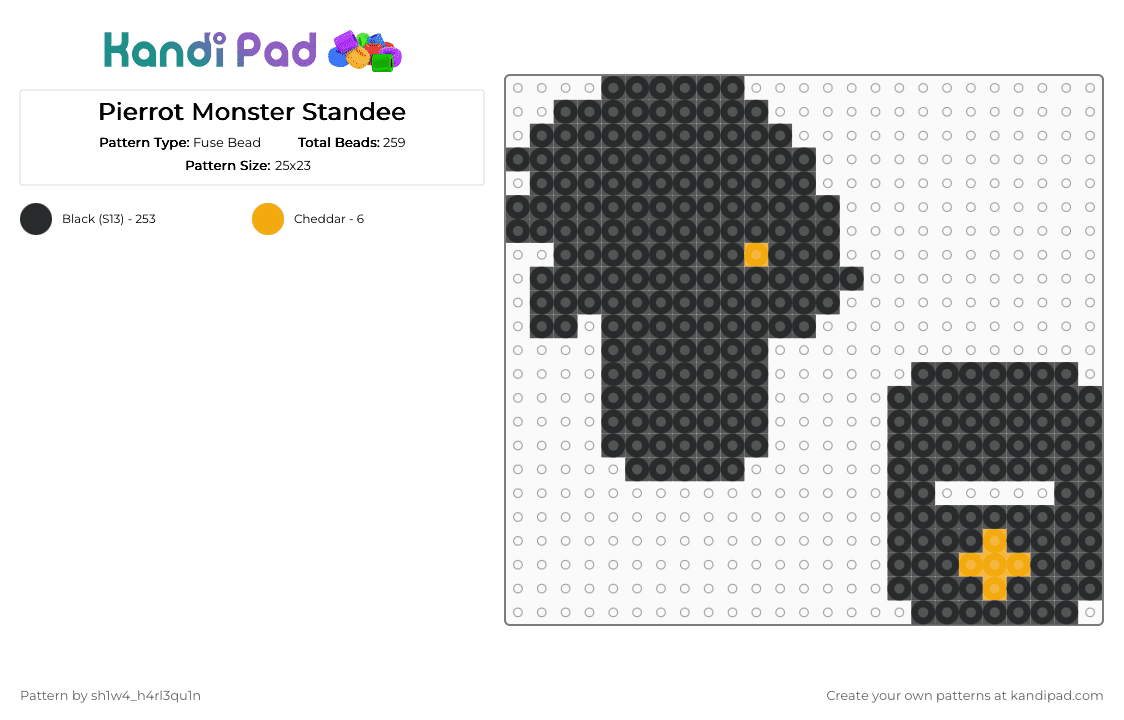 Pierrot Monster Standee - Fuse Bead Pattern by vega0n4p4wz0fficalkp on Kandi Pad - black
