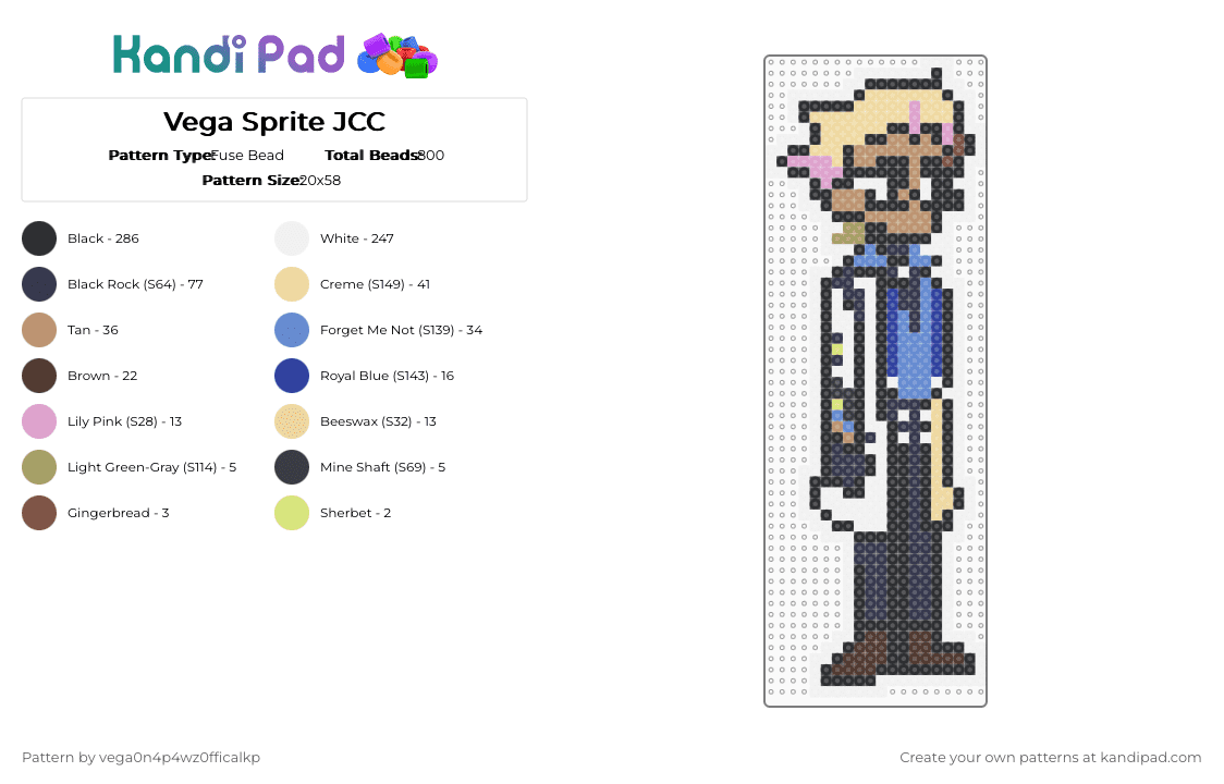 Vega Sprite JCC - Fuse Bead Pattern by vega0n4p4wz0fficalkp on Kandi Pad - white,beige,blue,purple