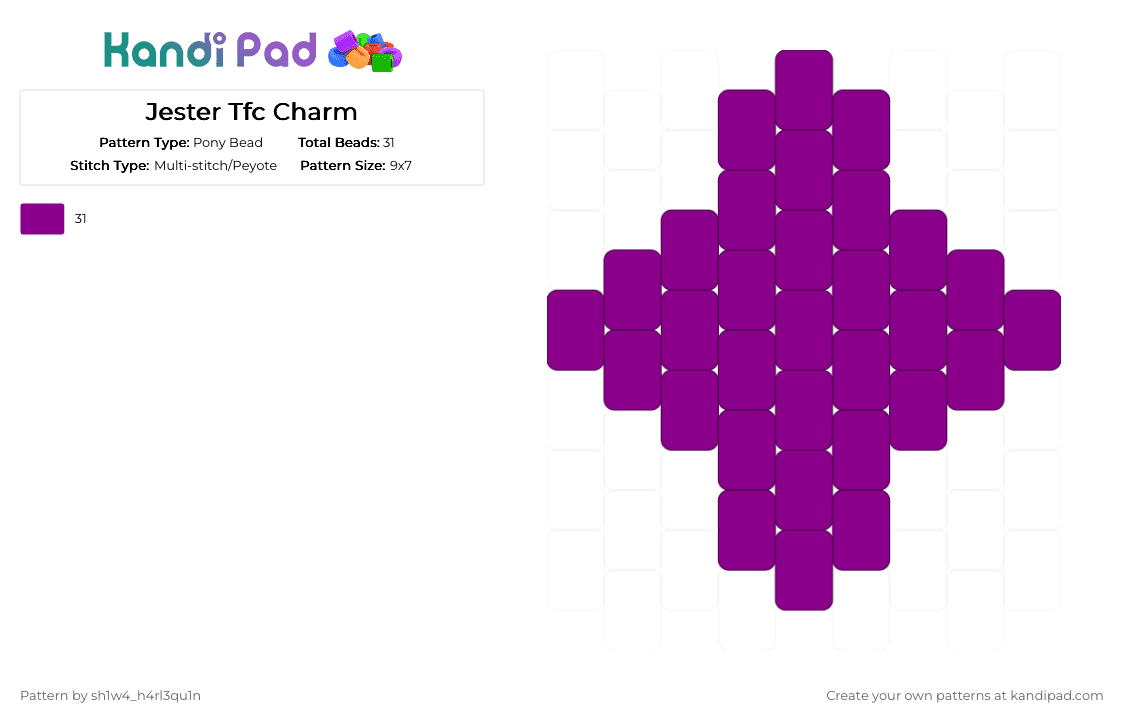 Jester Tfc Charm - Pony Bead Pattern by vega0n4p4wz0fficalkp on Kandi Pad - pink