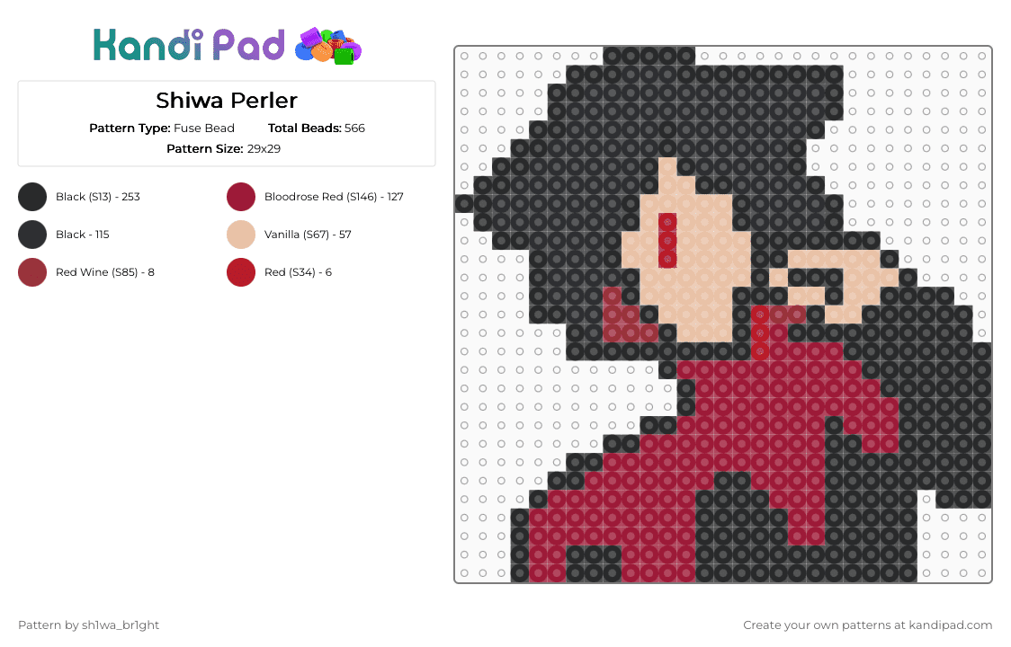 Shiwa Perler - Fuse Bead Pattern by vega0n4p4wz0fficalkp on Kandi Pad - black,beige,red