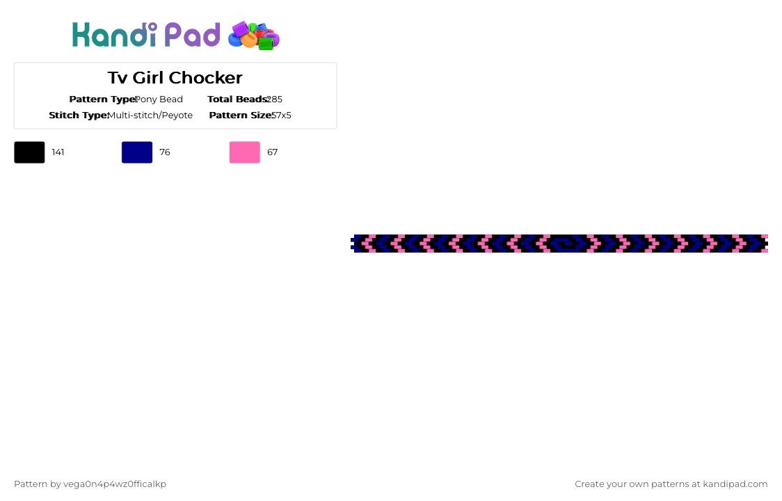 Tv Girl Chocker - Pony Bead Pattern by vega0n4p4wz0fficalkp on Kandi Pad - pink,purple