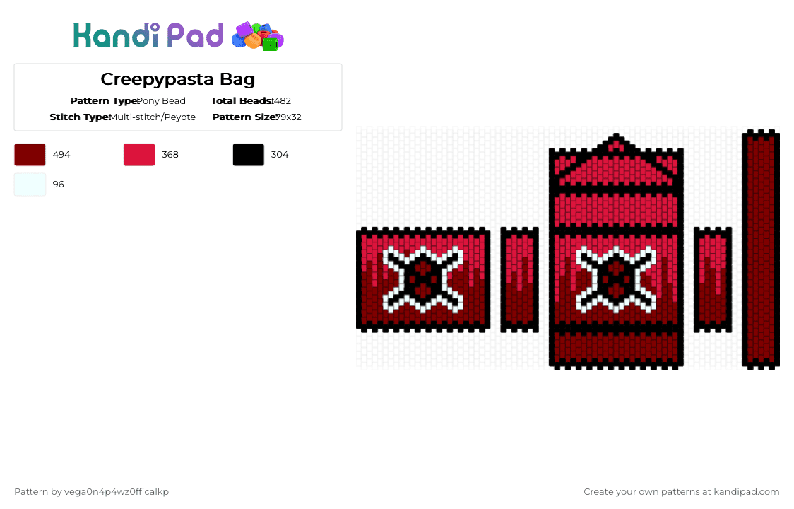 Creepypasta Bag - Pony Bead Pattern by vega0n4p4wz0fficalkp on Kandi Pad - brown, red