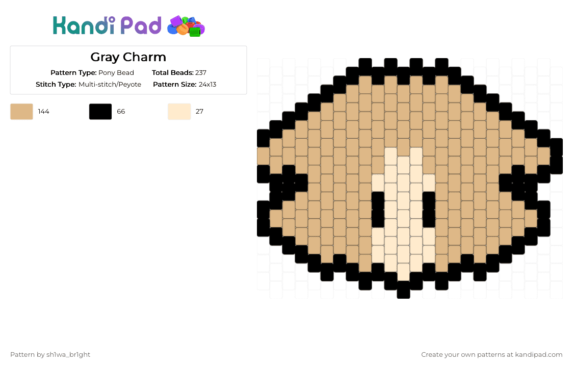 Gray Charm - Pony Bead Pattern by vega0n4p4wz0fficalkp on Kandi Pad - beige,black
