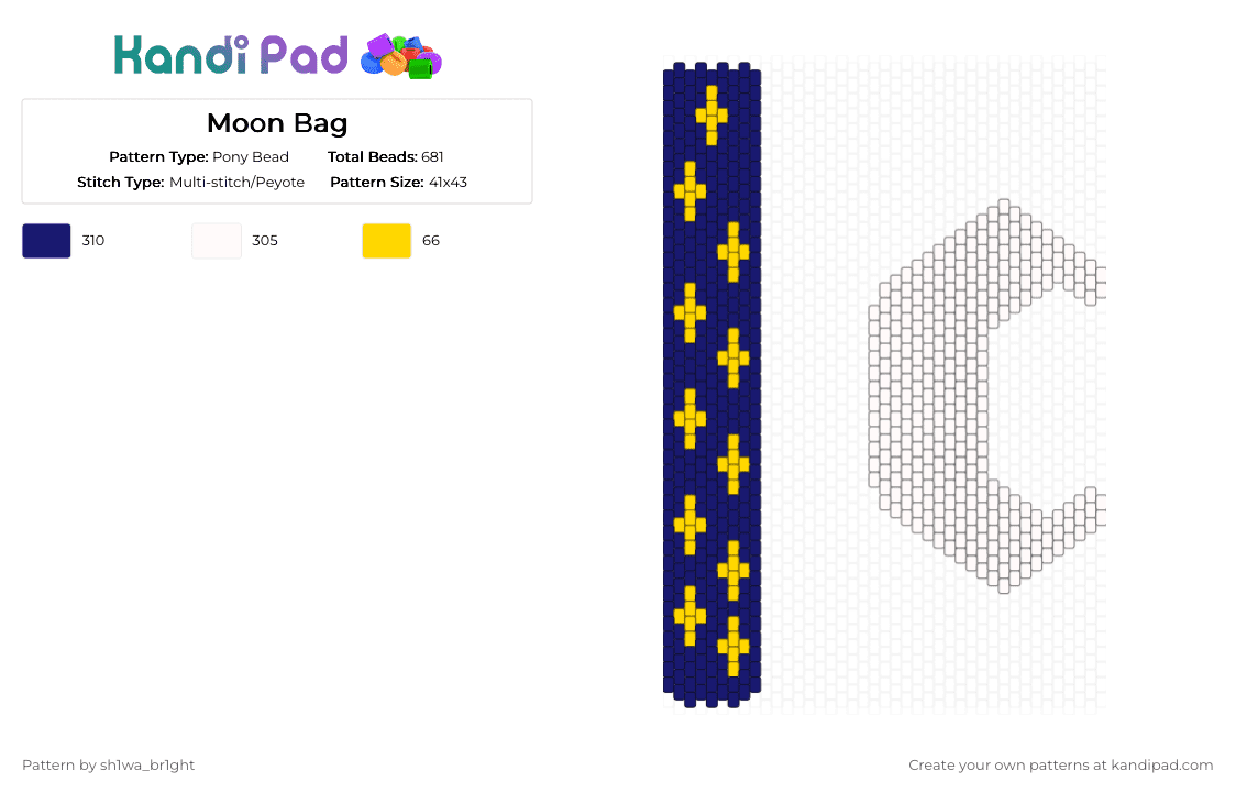 Moon Bag - Pony Bead Pattern by vega0n4p4wz0fficalkp on Kandi Pad - purple