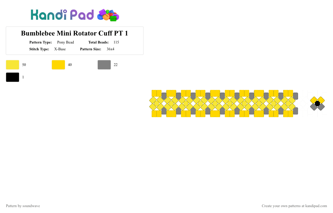 Bumblebee Mini Rotator Cuff PT 1 - Pony Bead Pattern by soundwave on Kandi Pad - yellow,bumblebee,transformers,autobot,optimus prime,rotator,cuff