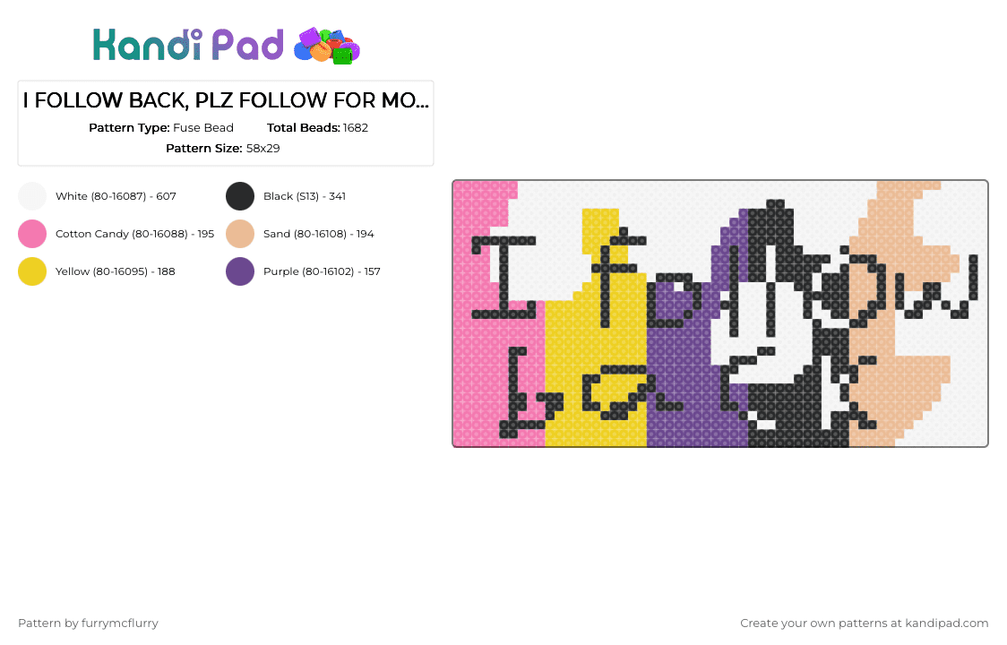 I FOLLOW BACK, PLZ FOLLOW FOR MORE POSTSSSSS - Fuse Bead Pattern by furrymcflurry on Kandi Pad - 