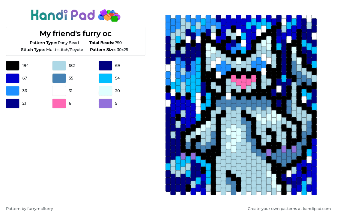 My friend\'s furry oc - Pony Bead Pattern by furrymcflurry on Kandi Pad - purple,light blue,friend,furry,shork,shark,shark furry,oc,therian,otherpaw