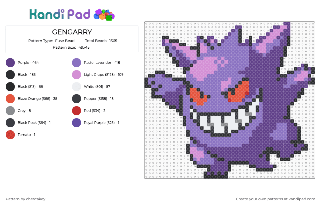 GENGARRY - Fuse Bead Pattern by chescakey on Kandi Pad - purple,blue