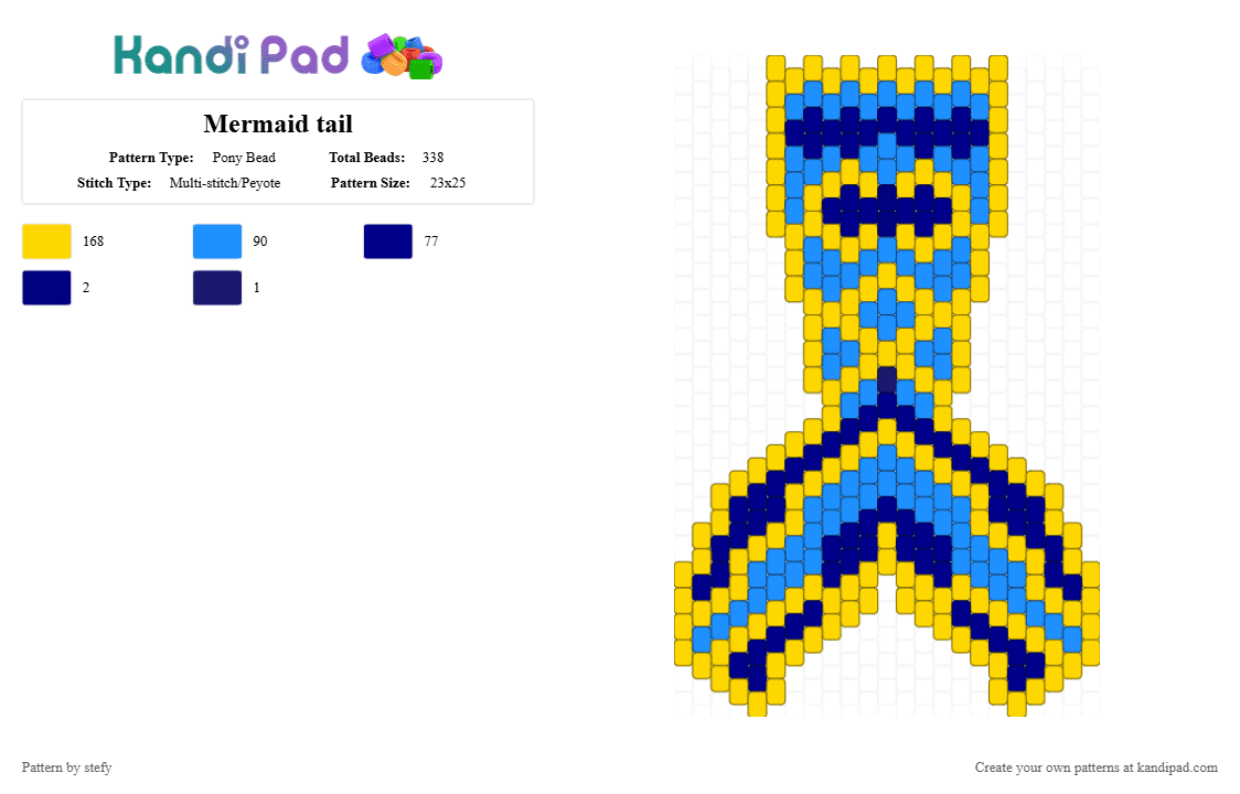 Mermaid tail - Pony Bead Pattern by stefy on Kandi Pad - yellow