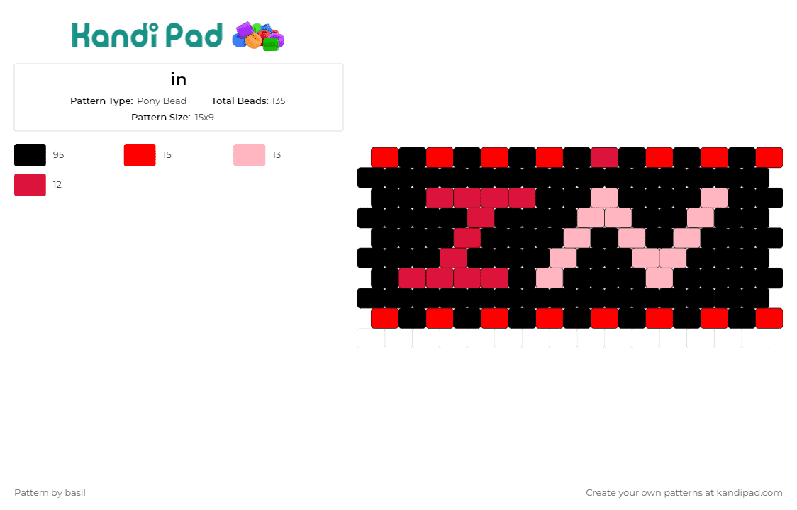 in - Pony Bead Pattern by basil on Kandi Pad - in,text,simple,bold,minimalist,contrast,black,red
