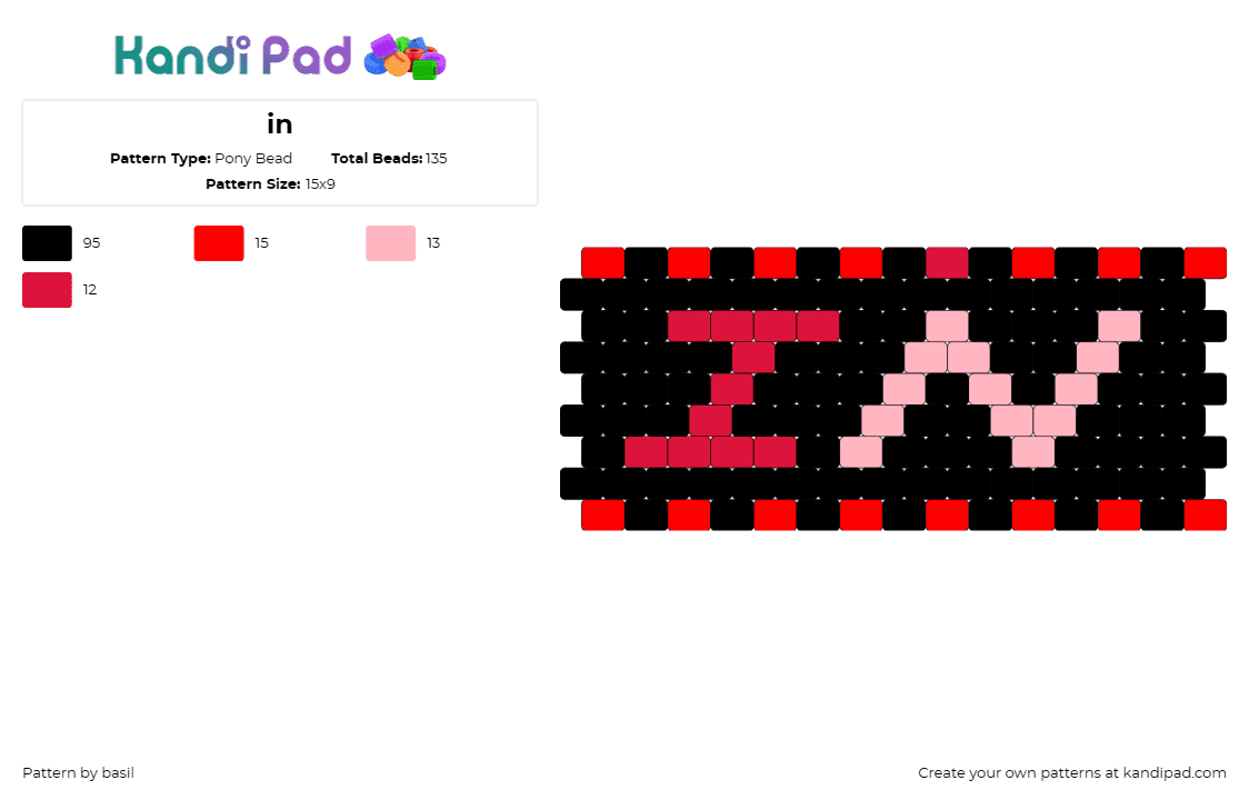 in - Pony Bead Pattern by basil on Kandi Pad - in,text,simple,bold,minimalist,contrast,black,red