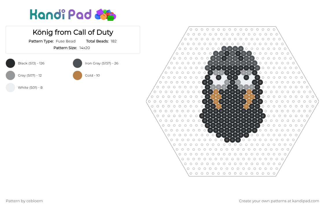 König from Call of Duty - Fuse Bead Pattern by cebloem on Kandi Pad - black,purple