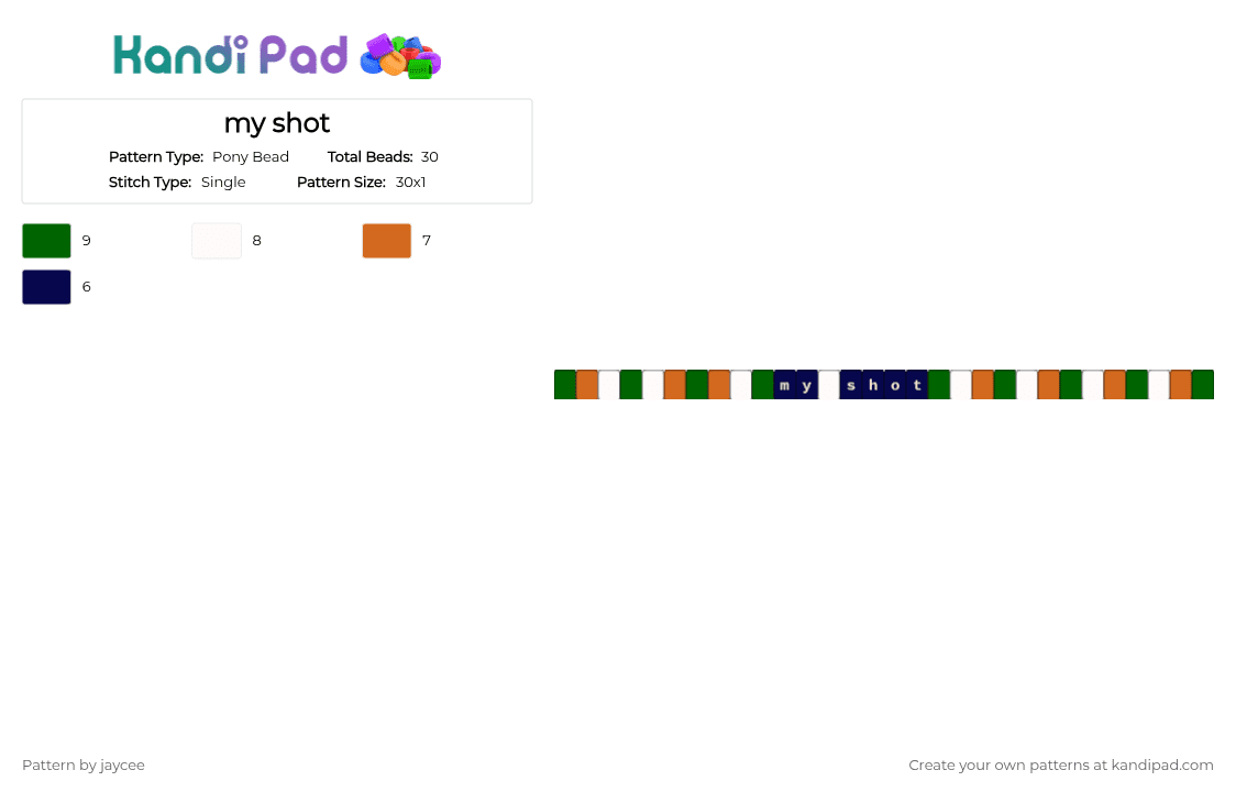 my shot - Pony Bead Pattern by jaycee on Kandi Pad - green