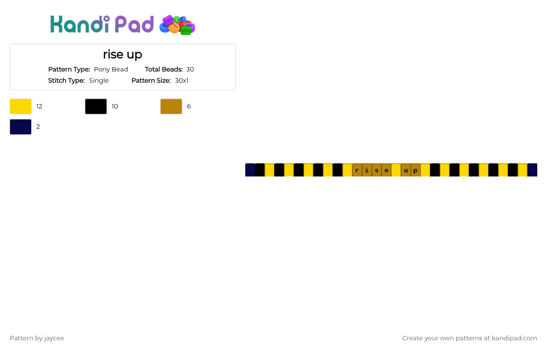 rise up - Pony Bead Pattern by jaycee on Kandi Pad - yellow