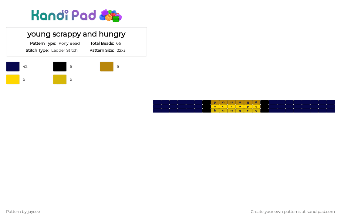young scrappy and hungry - Pony Bead Pattern by jaycee on Kandi Pad - purple