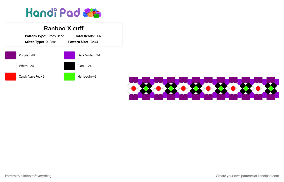 Ranboo X cuff - Pony Bead Pattern by alittlebitofeverything on Kandi Pad - 