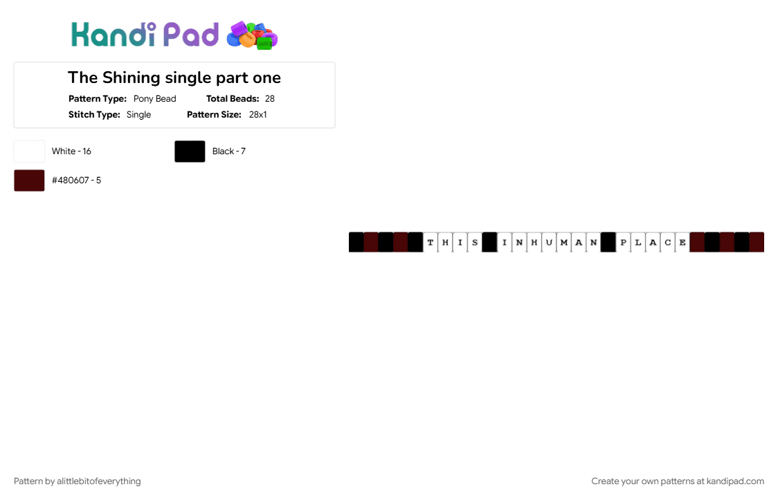 The Shining single part one - Pony Bead Pattern by alittlebitofeverything on Kandi Pad - white