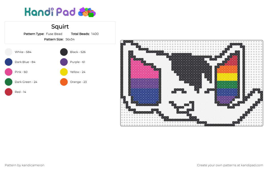 Squirt - Fuse Bead Pattern by kandicameron on Kandi Pad - white,pink,purple,blue