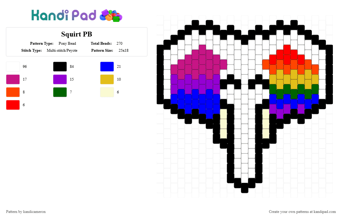 Squirt PB - Pony Bead Pattern by kandicameron on Kandi Pad - white,purple,pink