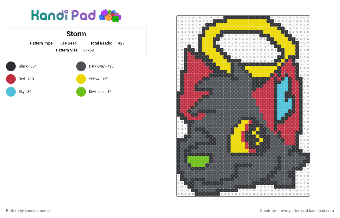 Storm - Fuse Bead Pattern by kandicameron on Kandi Pad - red,gray