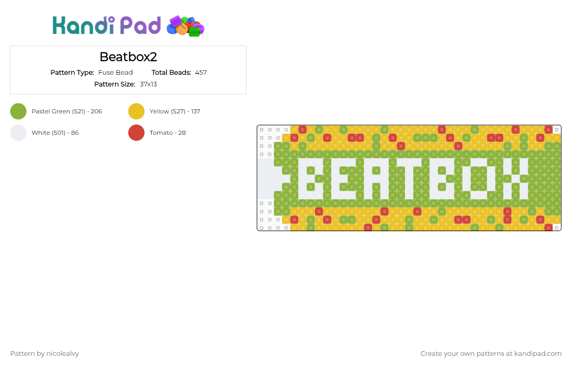 Beat Box Pattern Beatbox2 Fuse Bead Pattern - Kandi Pad | Kandi Patterns, Fuse Bead ...