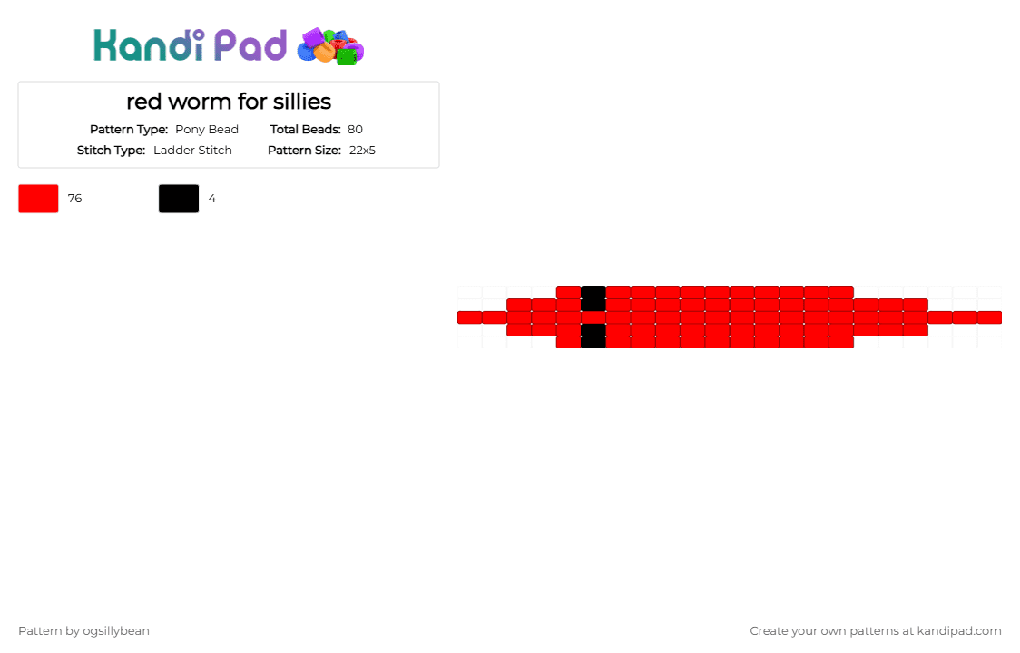 red worm for sillies - Pony Bead Pattern by l1tmvs_c00k13 on Kandi Pad - red,worm