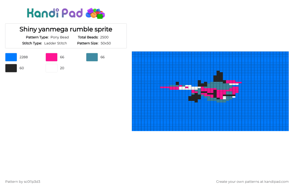 Shiny yanmega rumble sprite - Pony Bead Pattern by l1tmvs_c00k13 on Kandi Pad - 