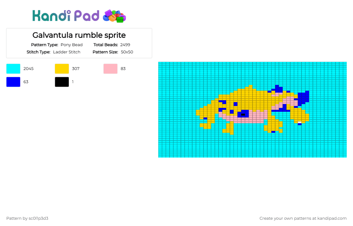 Galvantula rumble sprite - Pony Bead Pattern by l1tmvs_c00k13 on Kandi Pad - cotdspiders