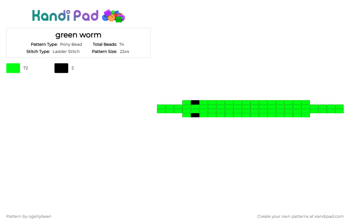 green worm - Pony Bead Pattern by l1tmvs_c00k13 on Kandi Pad - green,worm