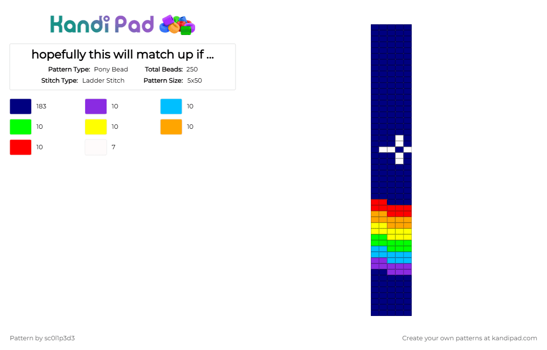 hopefully this will match up if not sorry. at least there is the rainbow - Pony Bead Pattern by l1tmvs_c00k13 on Kandi Pad - purple,nyan cat,nyan,cat,bag