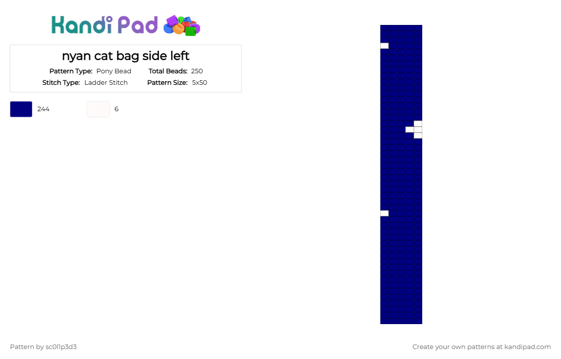 nyan cat bag side left - Pony Bead Pattern by l1tmvs_c00k13 on Kandi Pad - purple,nyan cat,nyan,cat,bag