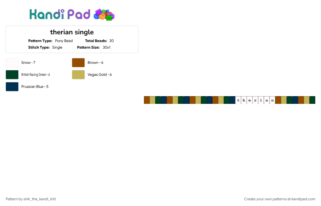 therian single - Pony Bead Pattern by st4r_the_k4ndi_k1d on Kandi Pad - forest, forestcore, red, therian, yellow