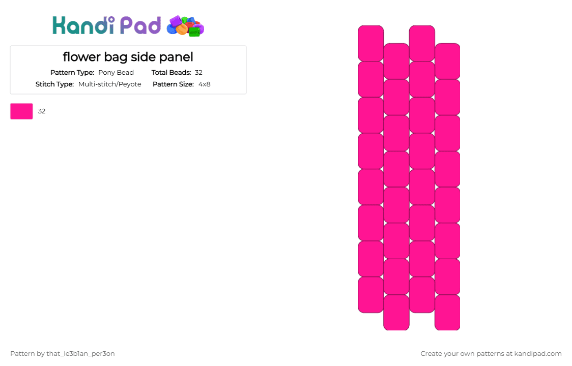 flower bag side panel - Pony Bead Pattern by st4r_the_k4ndi_k1d on Kandi Pad - pink