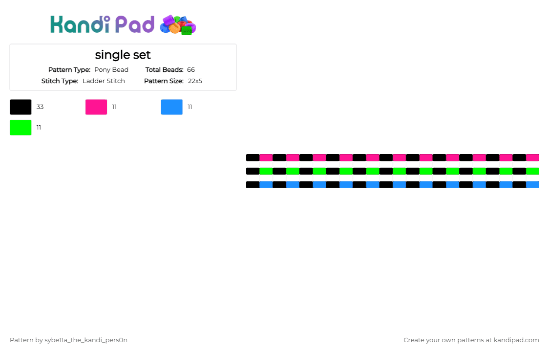 single set - Pony Bead Pattern by angel_the_k4ndi_k1d on Kandi Pad - green, light blue, pink