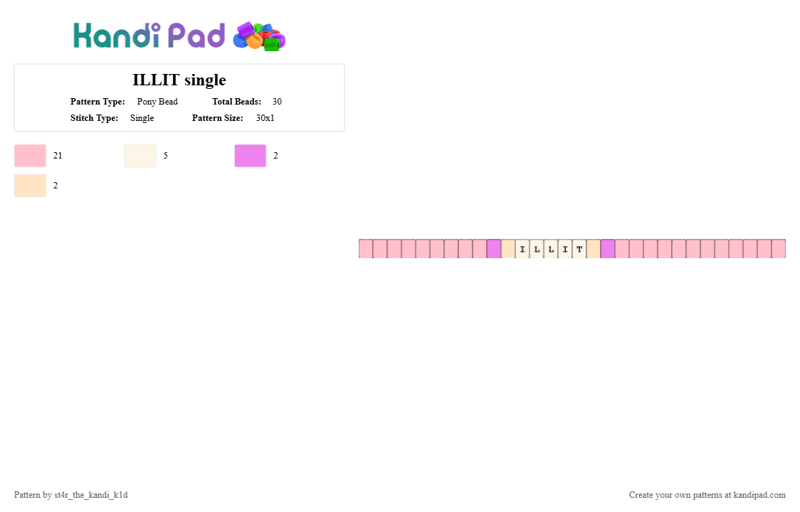 ILLIT single - Pony Bead Pattern by st4r_the_k4ndi_k1d on Kandi Pad - illit, pink