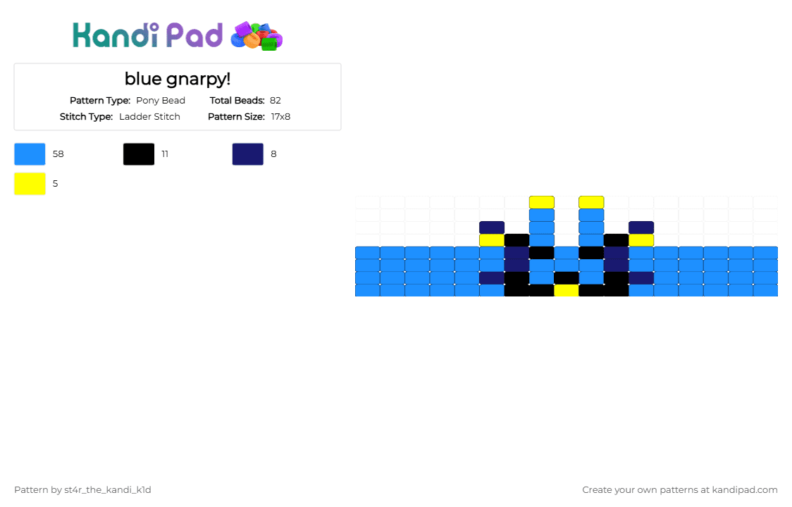blue gnarpy! - Pony Bead Pattern by st4r_the_k4ndi_k1d on Kandi Pad - blue, cotdmonsters, light blue