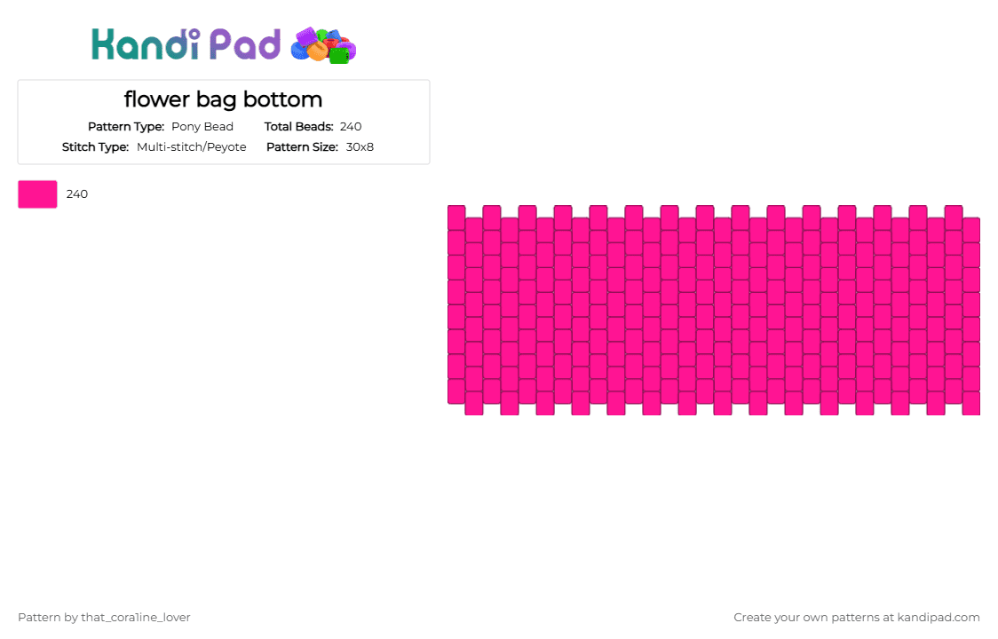flower bag bottom - Pony Bead Pattern by st4r_the_k4ndi_k1d on Kandi Pad - pink