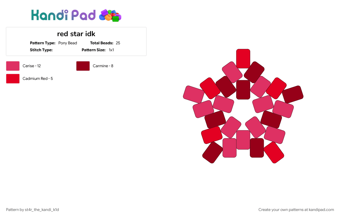 red star idk - Pony Bead Pattern by angel_the_k4ndi_k1d on Kandi Pad - cotdgradient, red, star